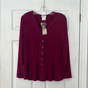 Kim & Co Women's Button-Down Shirt in Burgundy